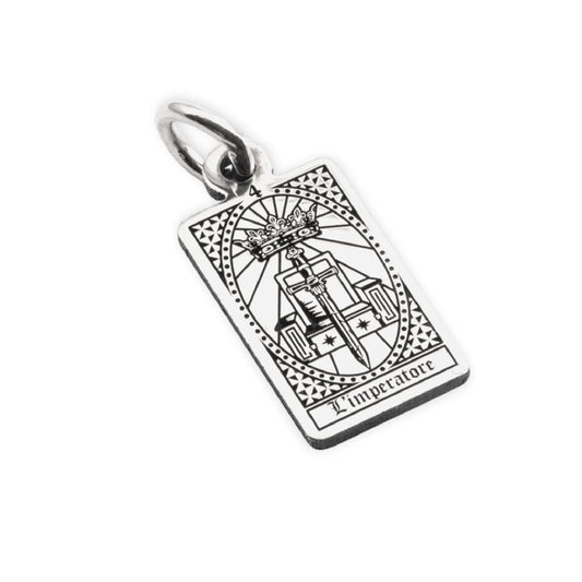 Ciondolo Nove25 in argento con carta tarocchi L'Imperatore