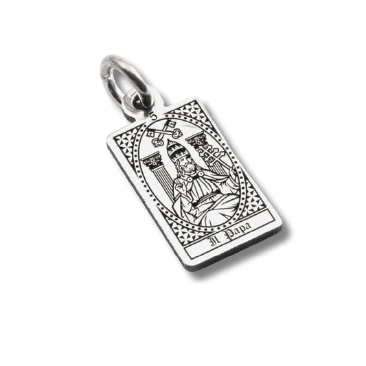 Ciondolo Nove25 in argento lucido con carta tarocchi Il Papa MISURA UNICA