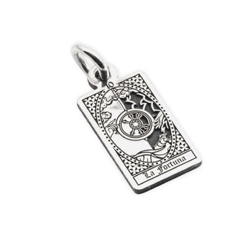 Ciondolo Nove25 in argento con carta tarocchi La Fortuna