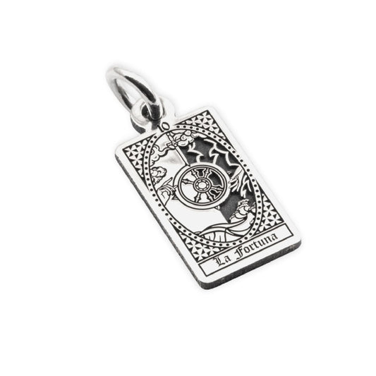 Ciondolo Nove25 in argento con carta tarocchi La Fortuna
