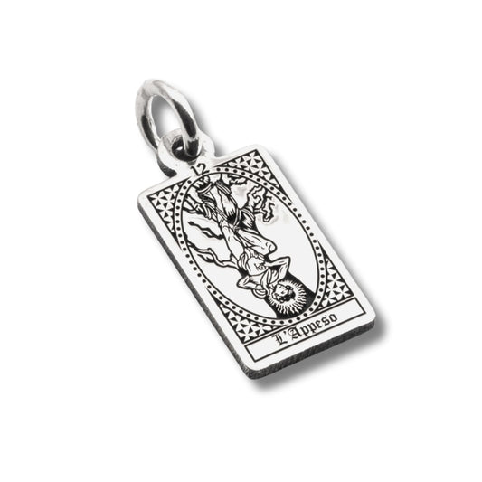 Ciondolo Nove25 in argento con carta tarocchi L'Appeso MISURA UNICA