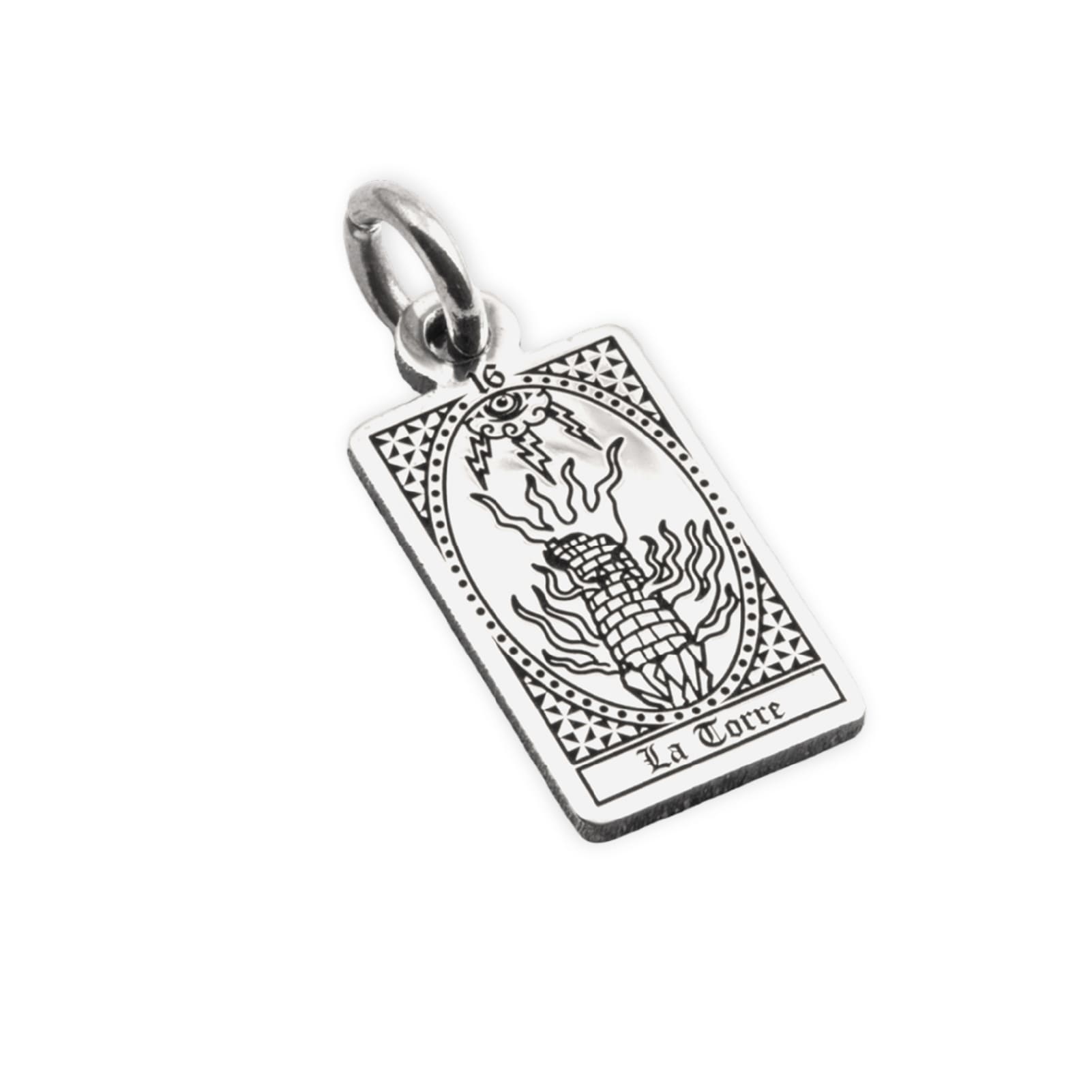 Ciondolo Nove25 in argento con carta tarocchi La Torre MISURA UNICA