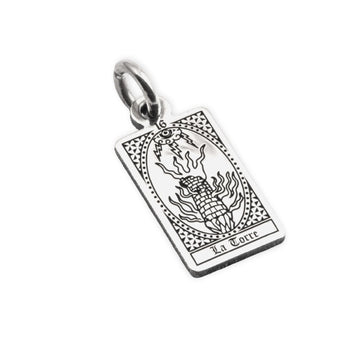 Ciondolo Nove25 in argento con carta tarocchi La Torre MISURA UNICA