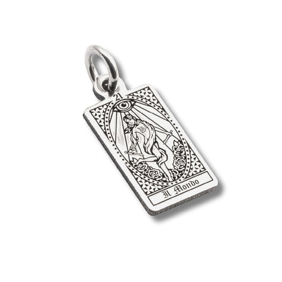 Ciondolo Nove25 in argento con carta tarocchi Il Mondo MISURA UNICA