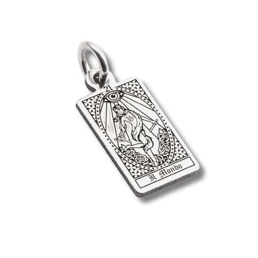 Ciondolo Nove25 in argento con carta tarocchi Il Mondo MISURA UNICA