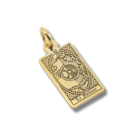 Ciondolo Nove25 in argento dorato carta tarocchi La Fortuna MISURA UNICA