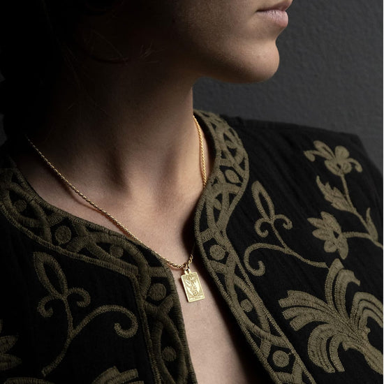 Ciondolo Nove25 in argento dorato carta tarocchi La Morte MISURA UNICA