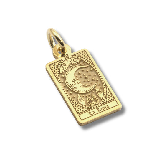 Ciondolo Nove25 in argento dorato carta tarocchi La Luna MISURA UNICA