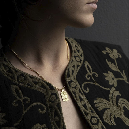 Ciondolo Nove25 in argento dorato carta tarocchi La Luna MISURA UNICA