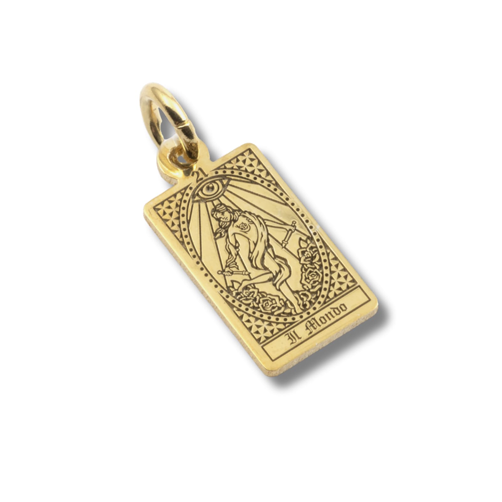 Ciondolo Nove25 in argento dorato carta tarocchi Il Mondo MISURA UNICA