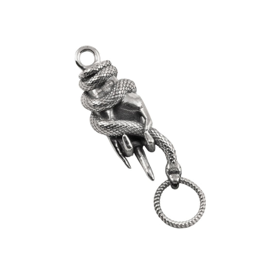 Ciondolo NOVE25 mano serpente con maglina in argento brunito MISURA UNICA