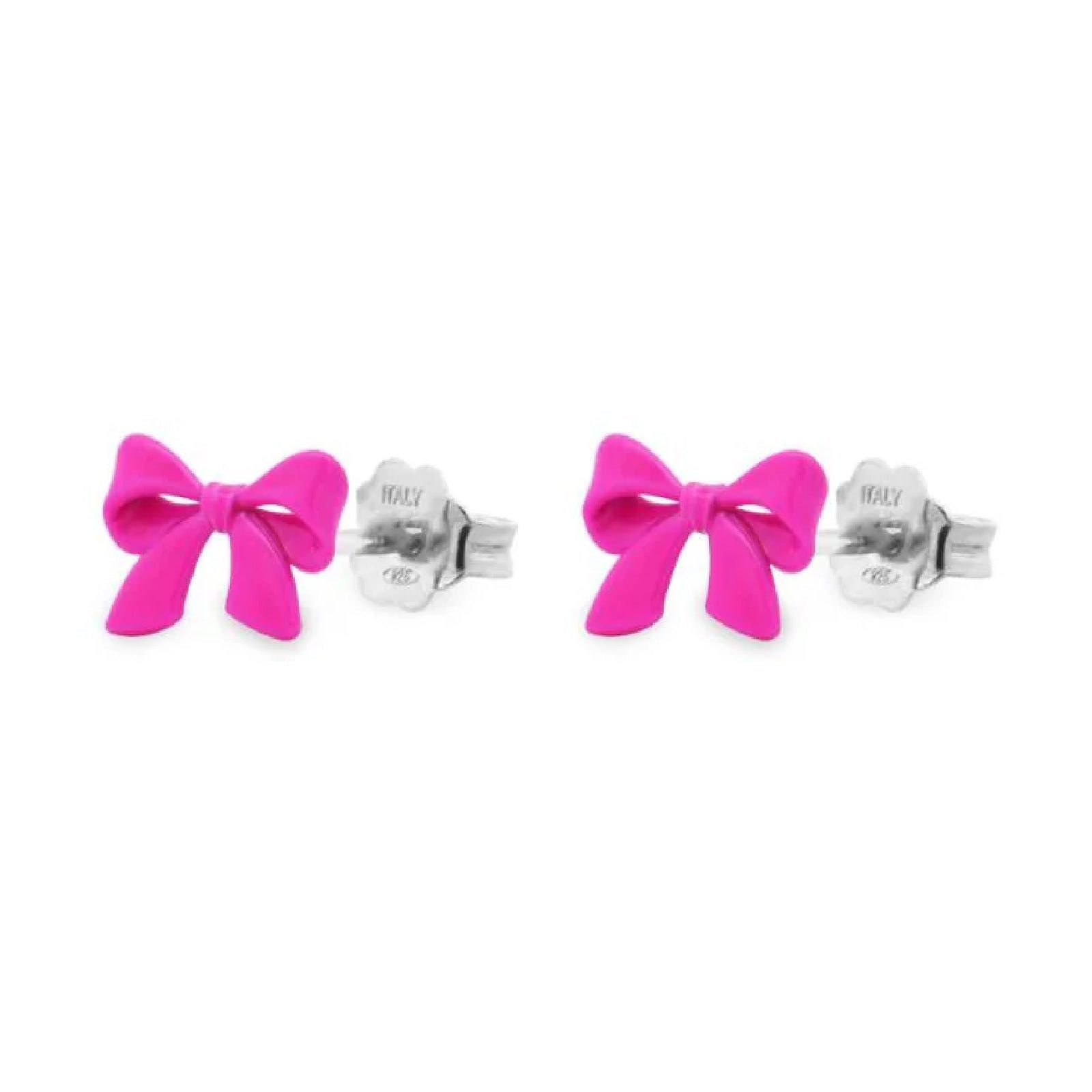 Orecchini piccoli donna Rue Des Mille Candy Bow in argento a fiocco fucsia OR-022-M1-V-AU-1