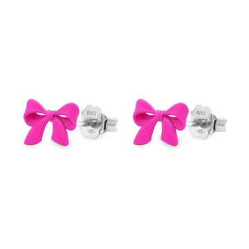 Orecchini piccoli donna Rue Des Mille Candy Bow in argento a fiocco fucsia OR-022-M1-V-AU-1