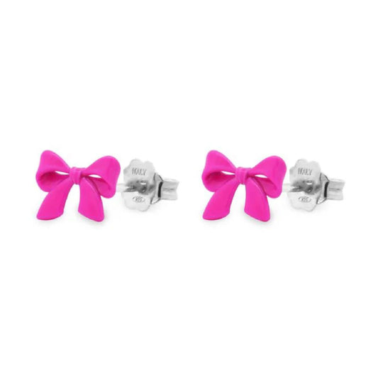 Orecchini piccoli donna Rue Des Mille Candy Bow in argento a fiocco fucsia OR-022-M1-V-AU-1