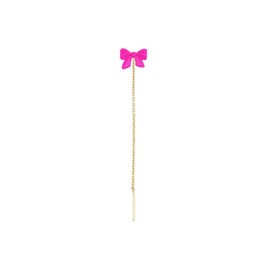 Orecchini pendenti donna Rue Des Mille Candy Bow in argento dorato a fiocco fucsia OR-022-M2-V-AU-1