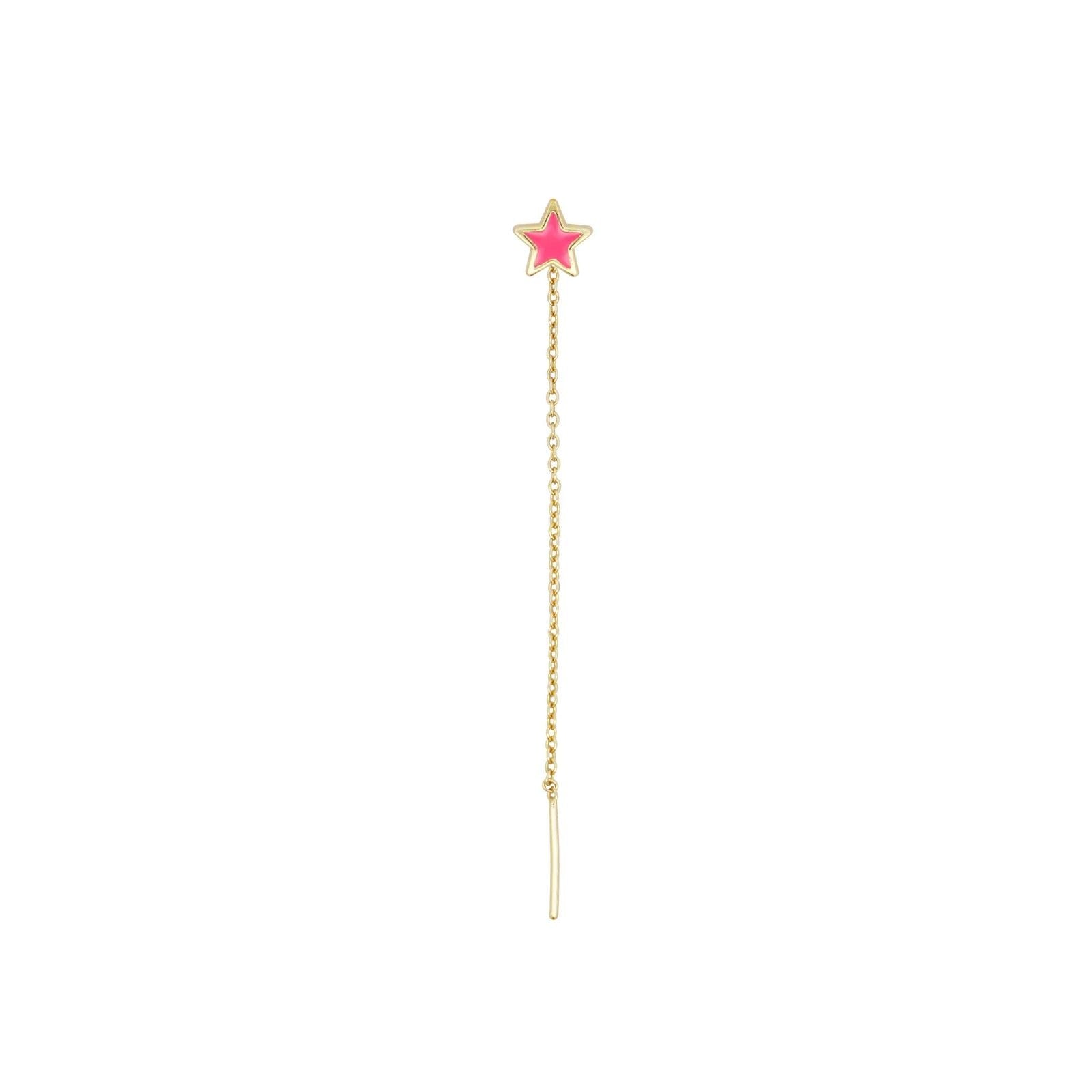 Orecchino saliscendi donna Rue Des Mille ColorFun in argento dorato stella rosa OR-023-CAT-RO-AU-1