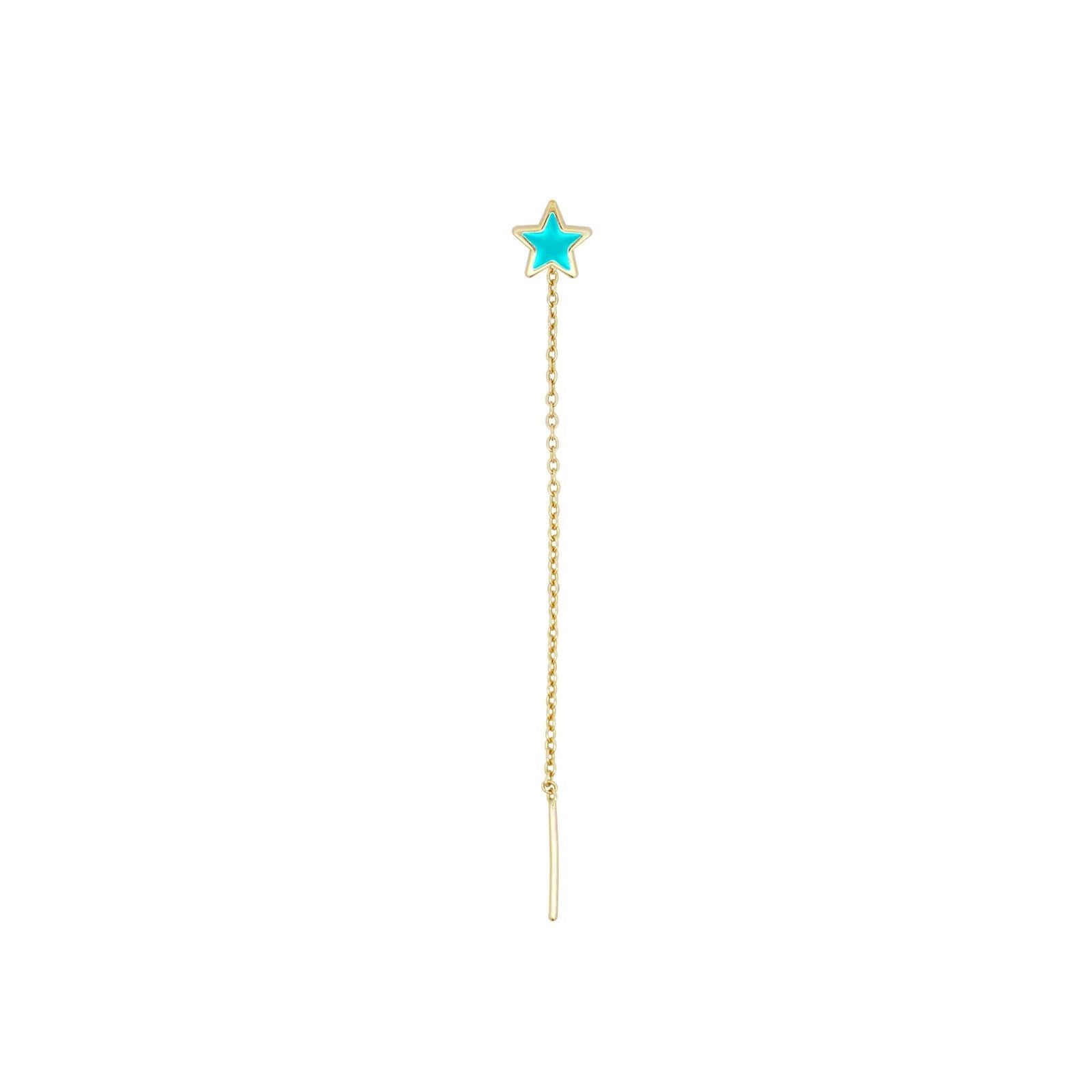 Orecchino saliscendi donna Rue Des Mille ColorFun in argento dorato stella turchese OR-023-CAT-TU-AU-1