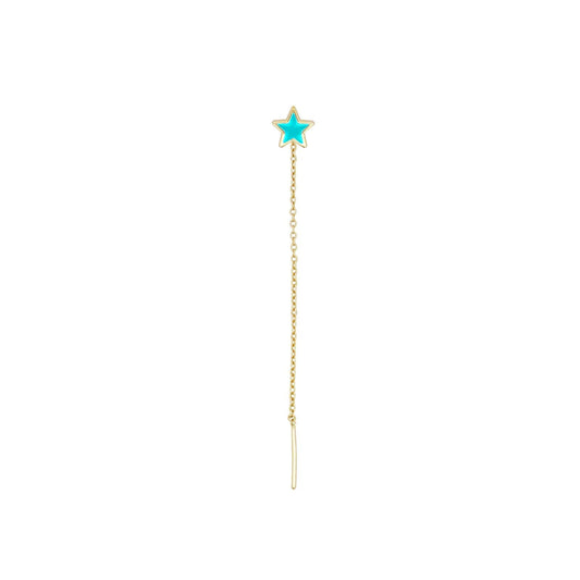 Orecchino saliscendi donna Rue Des Mille ColorFun in argento dorato stella turchese OR-023-CAT-TU-AU-1