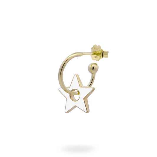 Orecchino cerchio donna Rue Des Mille ColorFun in argento dorato stella bianca OR-023-CER-BI-AU-1
