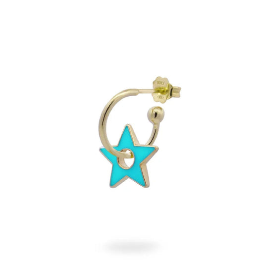 Orecchino cerchio donna Rue Des Mille ColorFun in argento dorato stella turchese OR-023-CER-TU-AU-1
