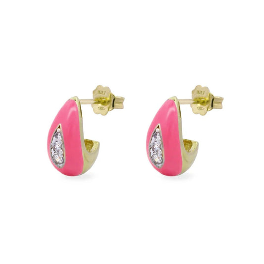 Orecchini goccia donna Rue Des Mille ColorFun in argento rosa e zirconi OR-023-GOC-RO-AU-1