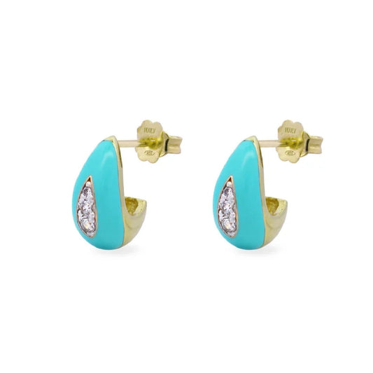 Orecchini goccia donna Rue Des Mille ColorFun in argento turchese e zirconi OR-023-GOC-TU-AU-1
