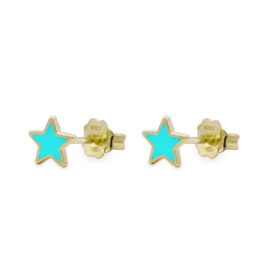 Orecchini donna Rue Des Mille ColorFun in argento a stella smaltata di turchese OR-023-LOB-TU-AU-1