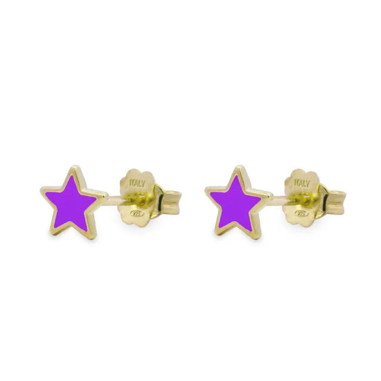 Orecchini donna Rue Des Mille ColorFun in argento a stella smaltata di viola OR-023-LOB-VI-AU-1