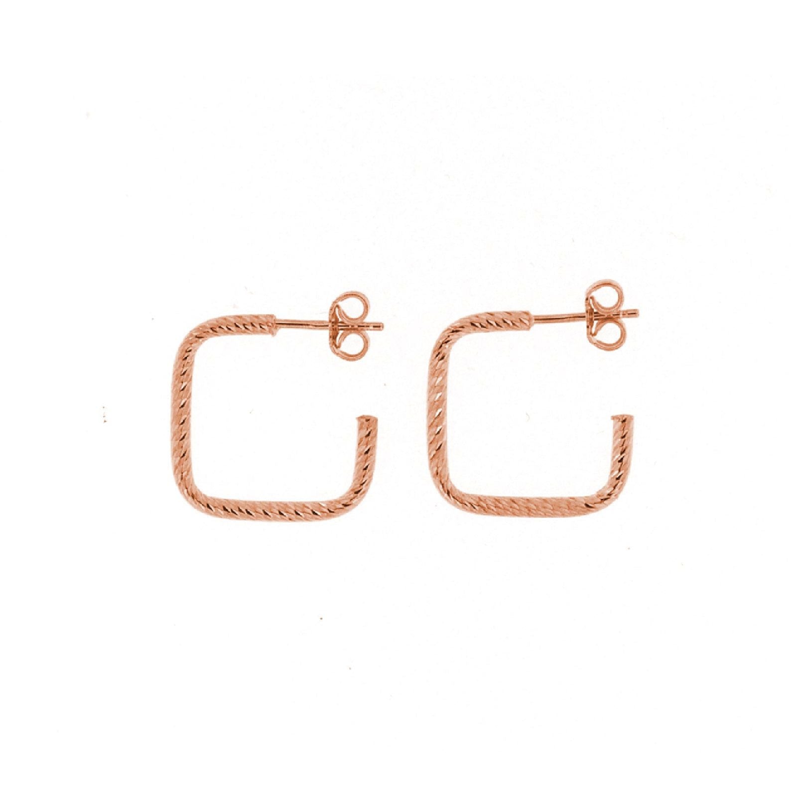 Orecchini cerchio squadrato in argento rosé Fraboso Gioielli da donna OR10424ROFO-1