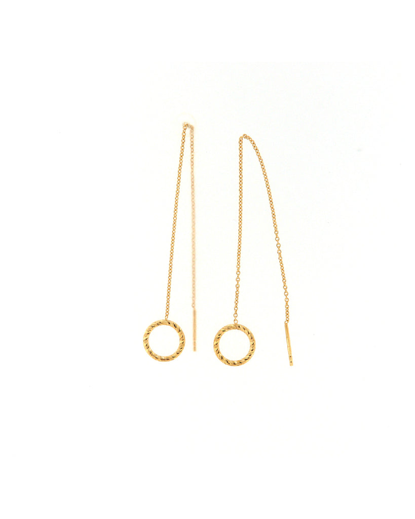 Orecchini pendenti saliscendi Fraboso Gioielli donna in argento 925 galvanica oro giallo e lavorazione sfaccettata sul cerchio OR10532PL