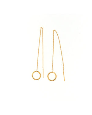 Orecchini pendenti saliscendi Fraboso Gioielli donna in argento 925 galvanica oro giallo e lavorazione sfaccettata sul cerchio OR10532PL