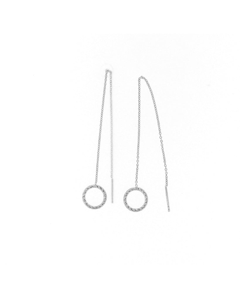 Orecchini pendenti saliscendi Fraboso Gioielli donna in argento 925 rodiato e lavorazione sfaccettata sul cerchio OR10532RH