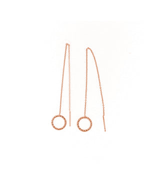 Orecchini pendenti saliscendi Fraboso Gioielli donna in argento 925 galvanica oro rosa e lavorazione sfaccettata sul cerchio OR10532RO