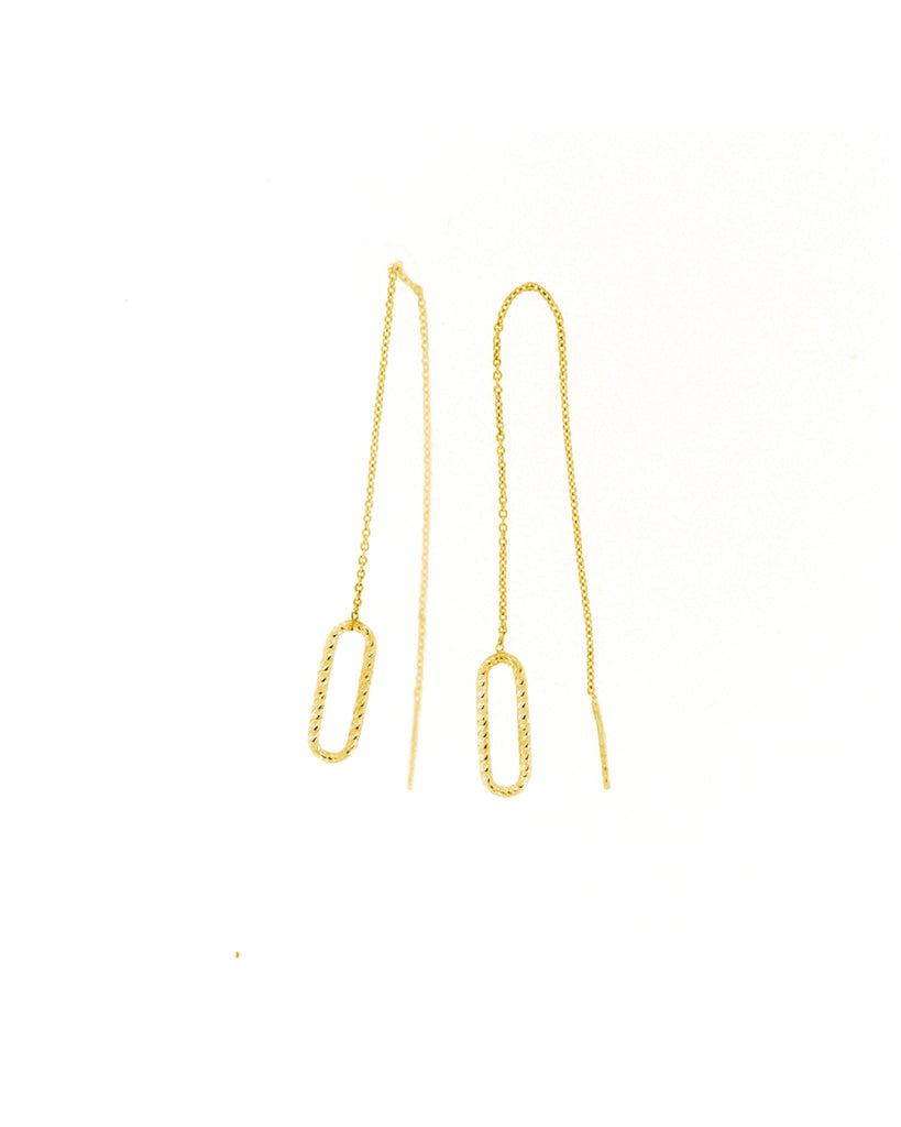 Orecchini pendenti saliscendi Fraboso Gioielli donna in argento 925 galvanica oro giallo e lavorazione sfaccettata sull'ovale OR10533PL