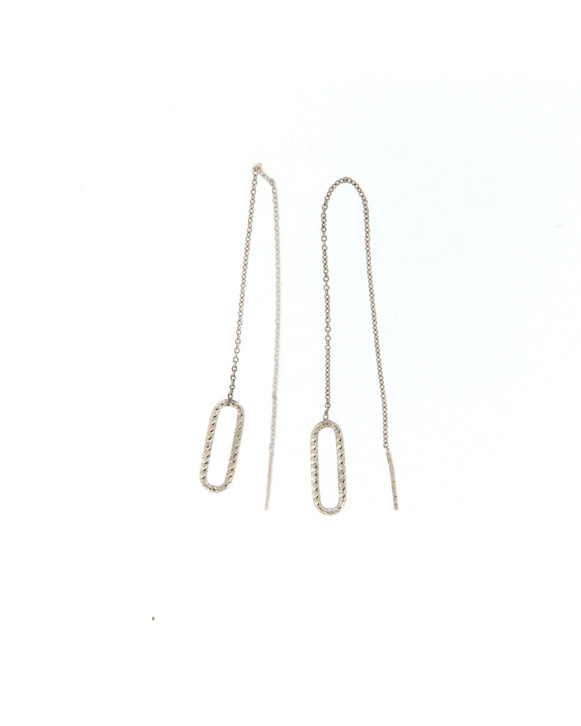Orecchini pendenti saliscendi Fraboso Gioielli donna in argento 925 rodiato e lavorazione sfaccettata sull'ovale OR10533RH