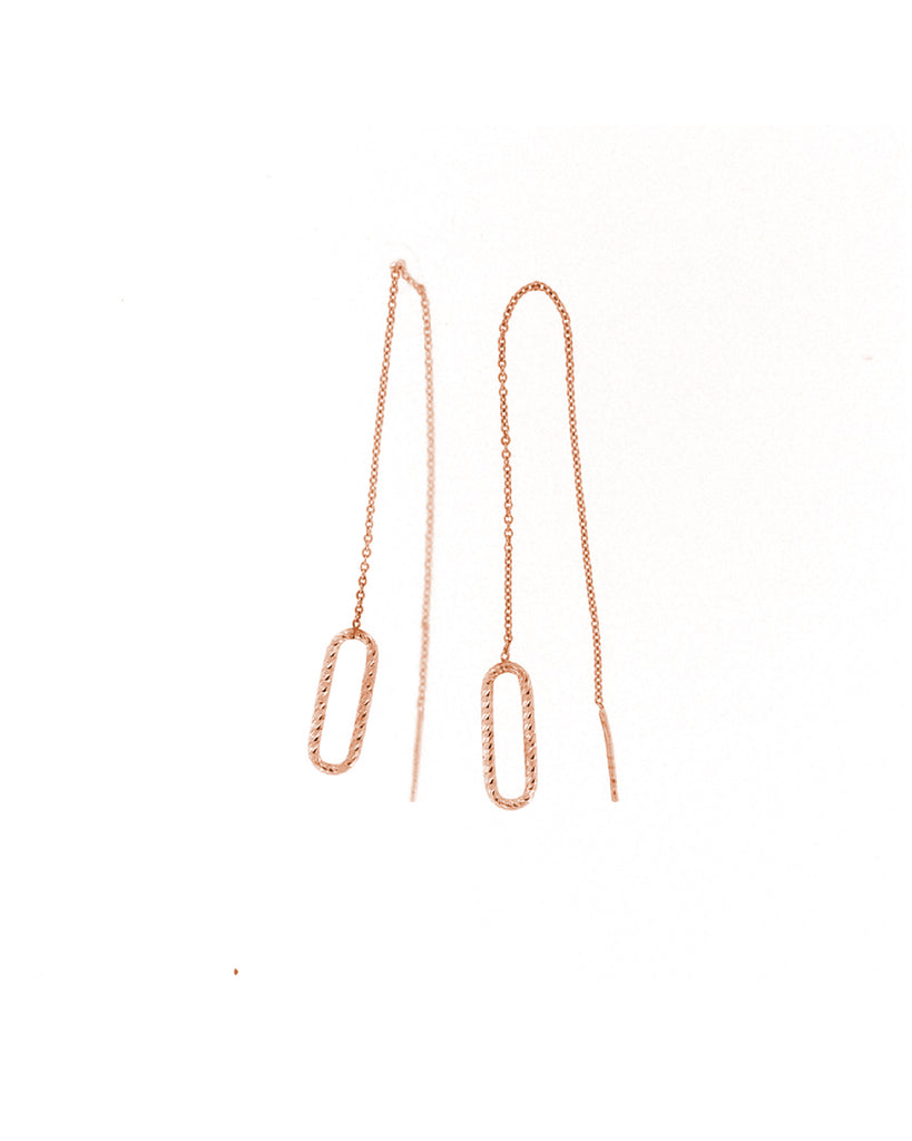 Orecchini pendenti saliscendi Fraboso Gioielli donna in argento 925 galvanica oro rosa e lavorazione sfaccettata sull'ovale OR10533RO