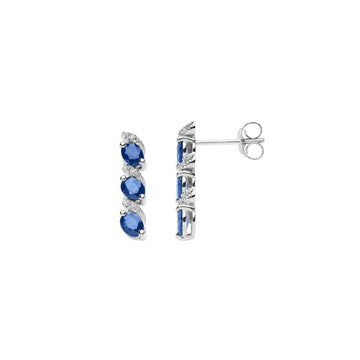 Orecchini pendenti Comete Vittoria donna oro bianco con diamanti 0,08ct e zaffiri ORB1088-1