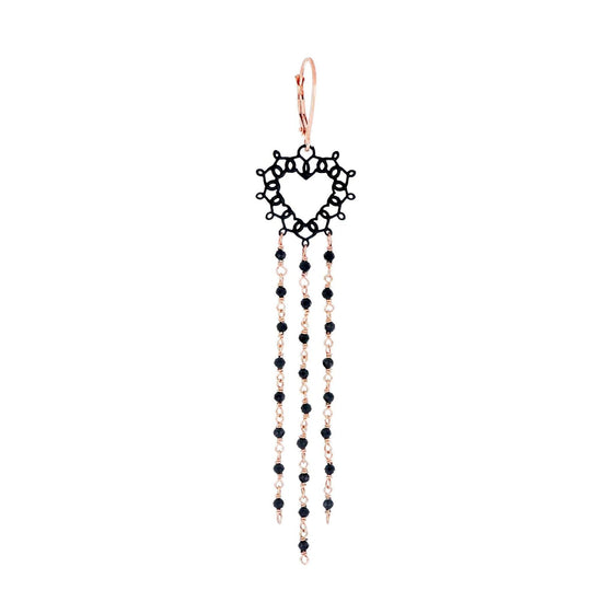 Mono orecchino Maman et Sophie Cuore Sacro in argento rosé, cuore e spinelli ORBET1P2SP-1