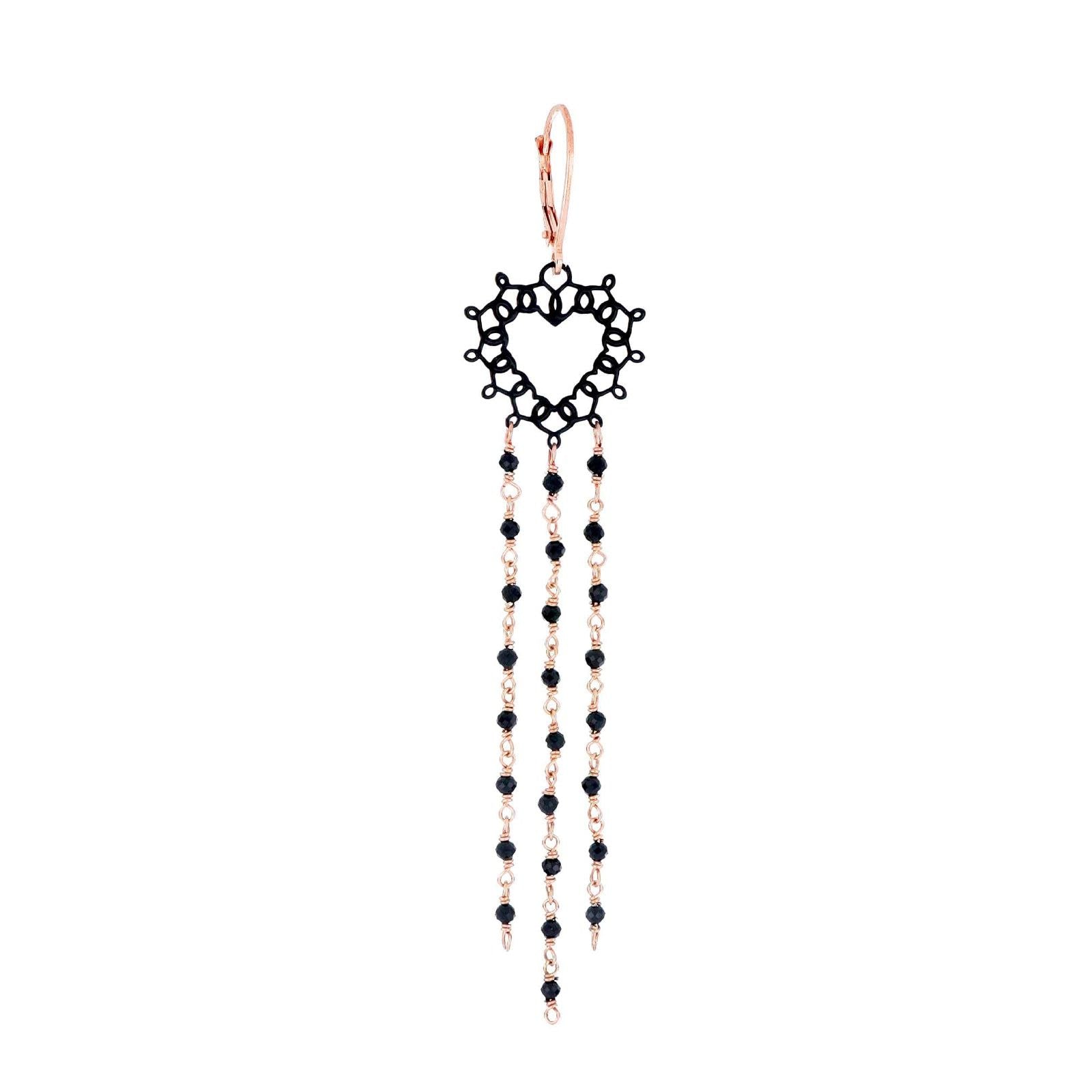 Mono orecchino Maman et Sophie Cuore Sacro in argento rosé, cuore e spinelli ORBET1P2SP-1
