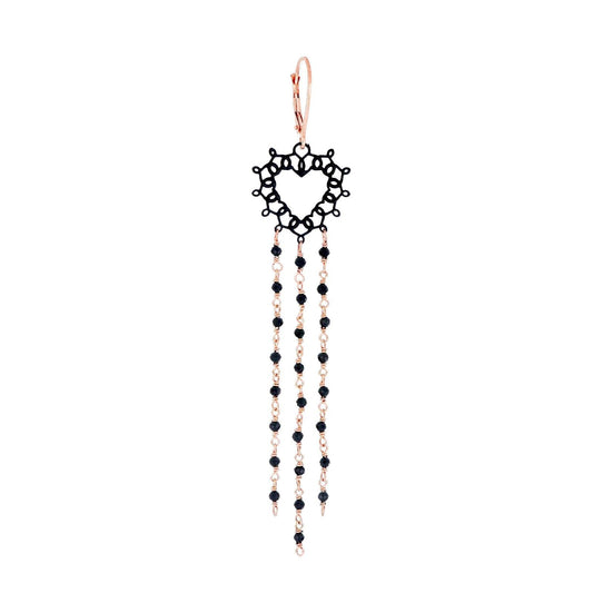 Mono orecchino Maman et Sophie Cuore Sacro in argento rosé, cuore e spinelli ORBET1P2SP-1