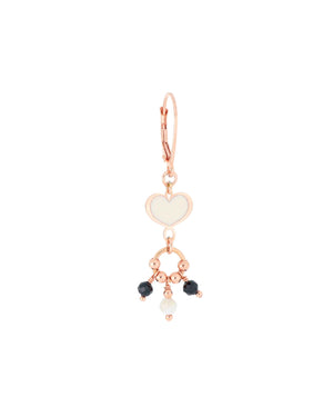 Mono orecchino pendente da donna Maman et Sophie Mia Africa in argento 925 rosé con cuore bianco e sfere di spinello e madreperla ORISF1MS0