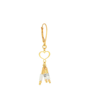 Mono orecchino pendente da donna Maman et Sophie Mia Africa in argento 925 dorato con cuore e agata bianca ORMAF1MSAB