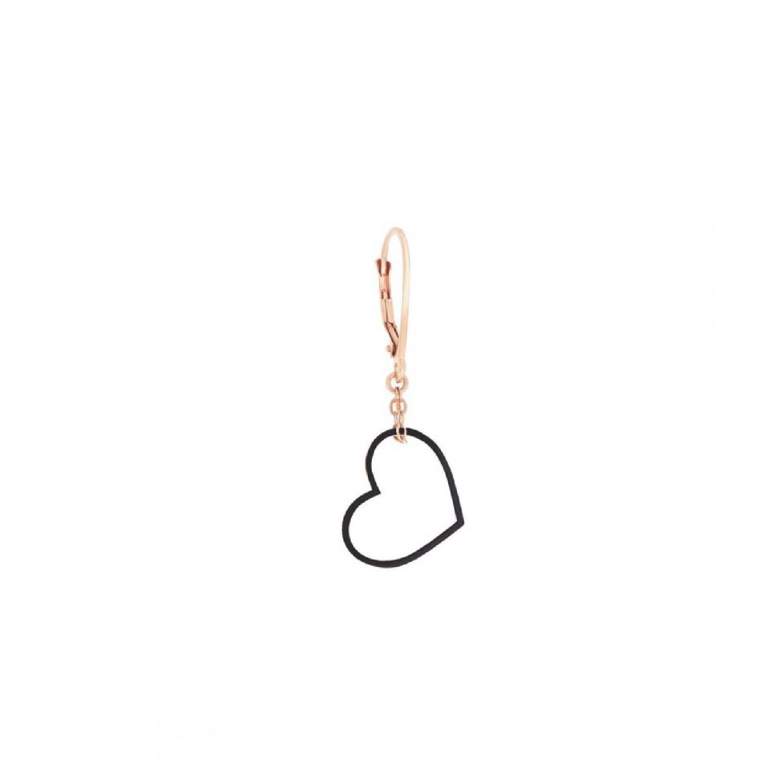 Mono orecchino monachella donna Maman et Sophie Oltre argento rosé cuore nero OROLT122-1