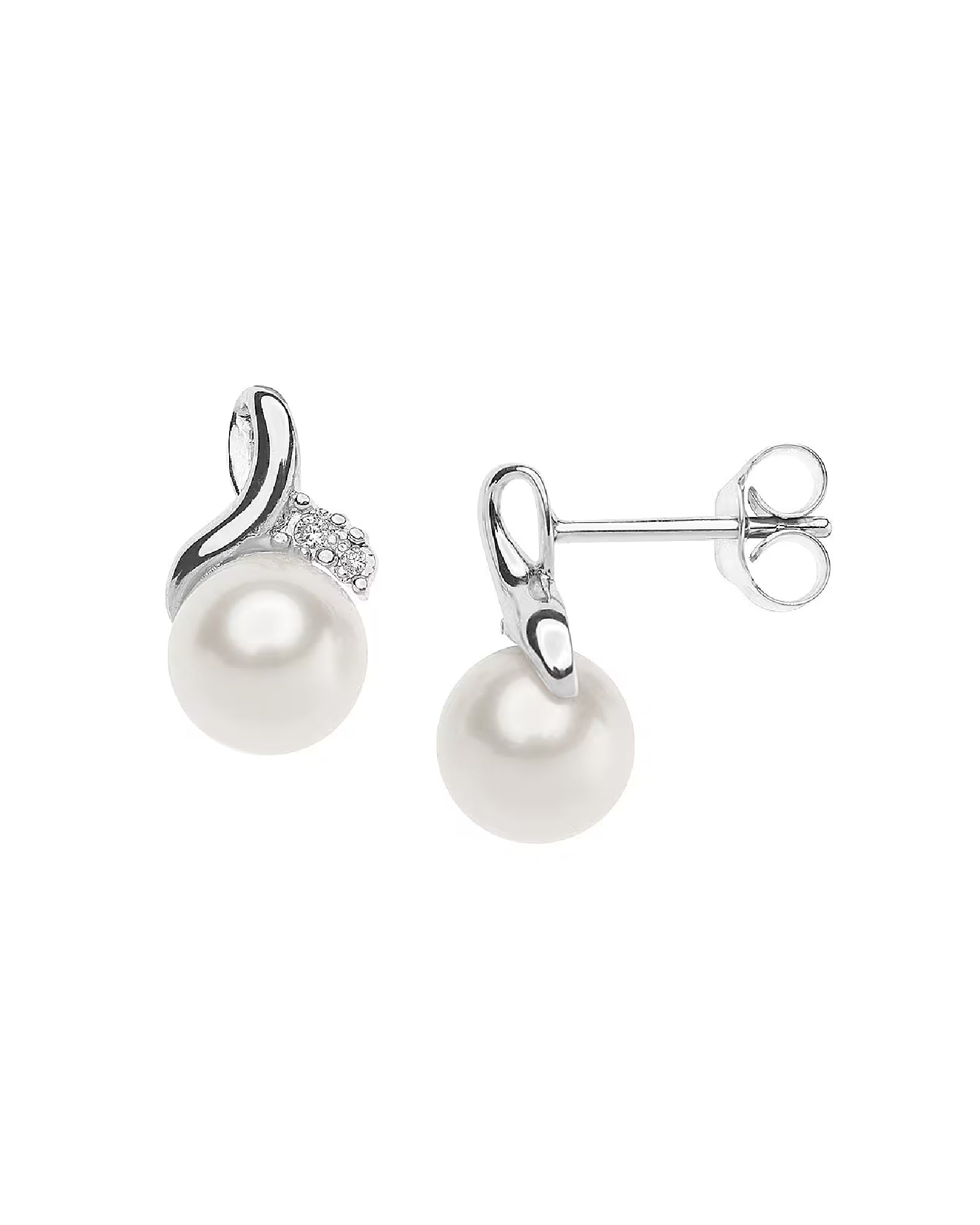 Comete Gioielli - Orecchini A Perno Con Perle Coltivate Diametro 4/4,5 Mm, Chiusura In Oro Bianco 18kt, Classici Ed Eleganti