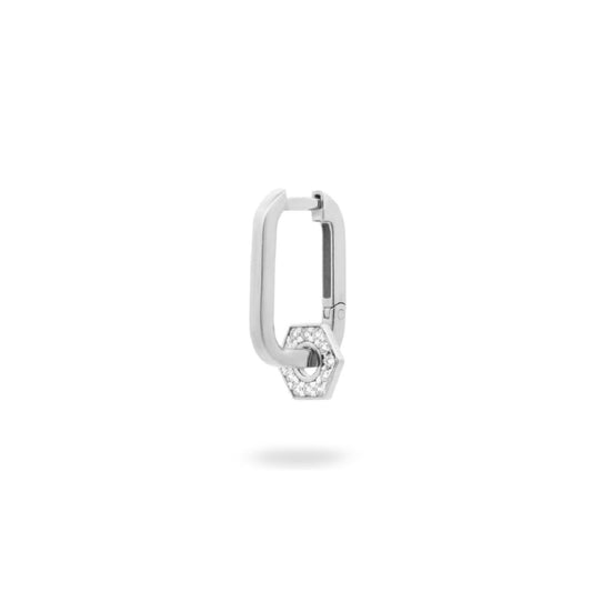 Orecchino donna Rue Des Mille Shapes in argento con esagono di zirconi ORZ-020-M3-RH-1