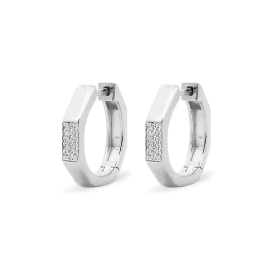 Orecchini donna Rue Des Mille Shapes in argento ottagonale con zirconi ORZ-020-M6-RH-1