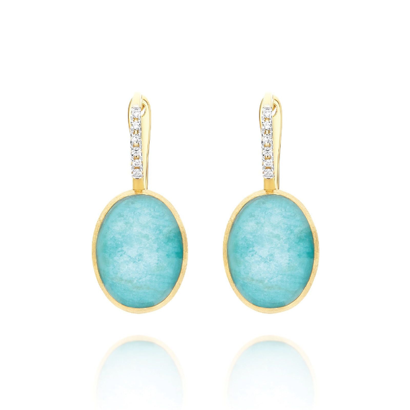 Orecchini donna Nanis Anice oro diamanti 0,07ct cristallo amazzonite 8ct OS5-609-1