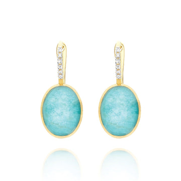 Orecchini donna Nanis Anice oro diamanti 0,07ct cristallo amazzonite 8ct OS5-609-1