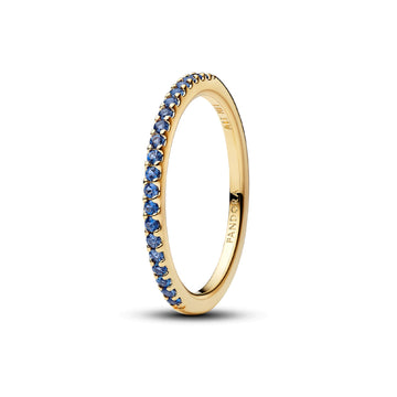 Anello Pandora in argento dorato con pavé di zirconi blu donna 12