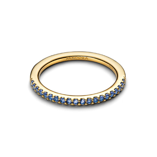 Anello Pandora in argento dorato con pavé di zirconi blu donna 12